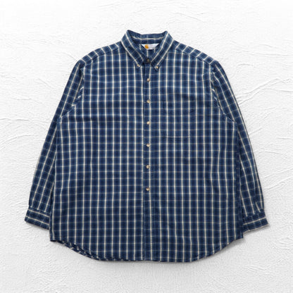 carhartt ボタンダウン フランネルシャツ 2XL ビッグサイズ ブルー チェック コットン