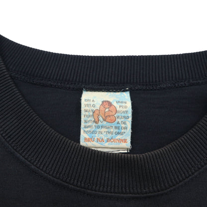 BRU NA BOINNE プリント Tシャツ M ブラック THE END りんご コットン