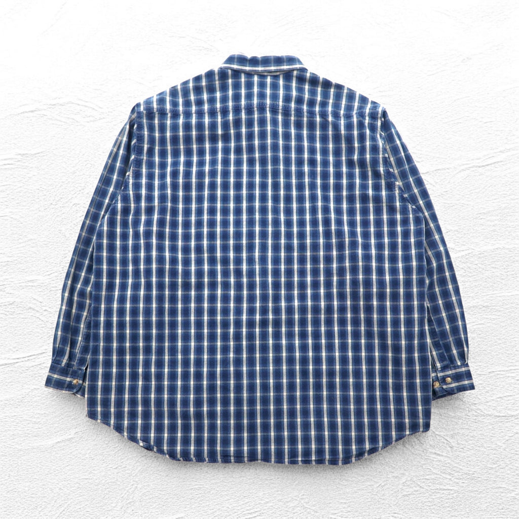 Carhartt Button-down Flannel Shirt, 2XL, Big Size, Blue, Check, Cotton