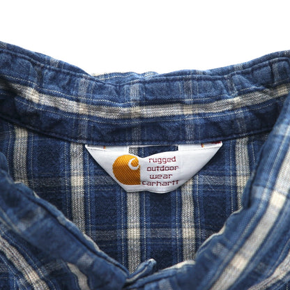 carhartt ボタンダウン フランネルシャツ 2XL ビッグサイズ ブルー チェック コットン