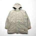 Eddie Bauer 90s 65/35 Cross Mountain Parka, XL, Beige, Detachable Hood, Boa Lining, Drawcord