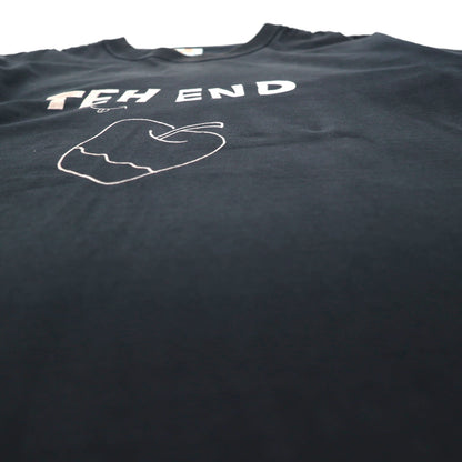 BRU NA BOINNE プリント Tシャツ M ブラック THE END りんご コットン