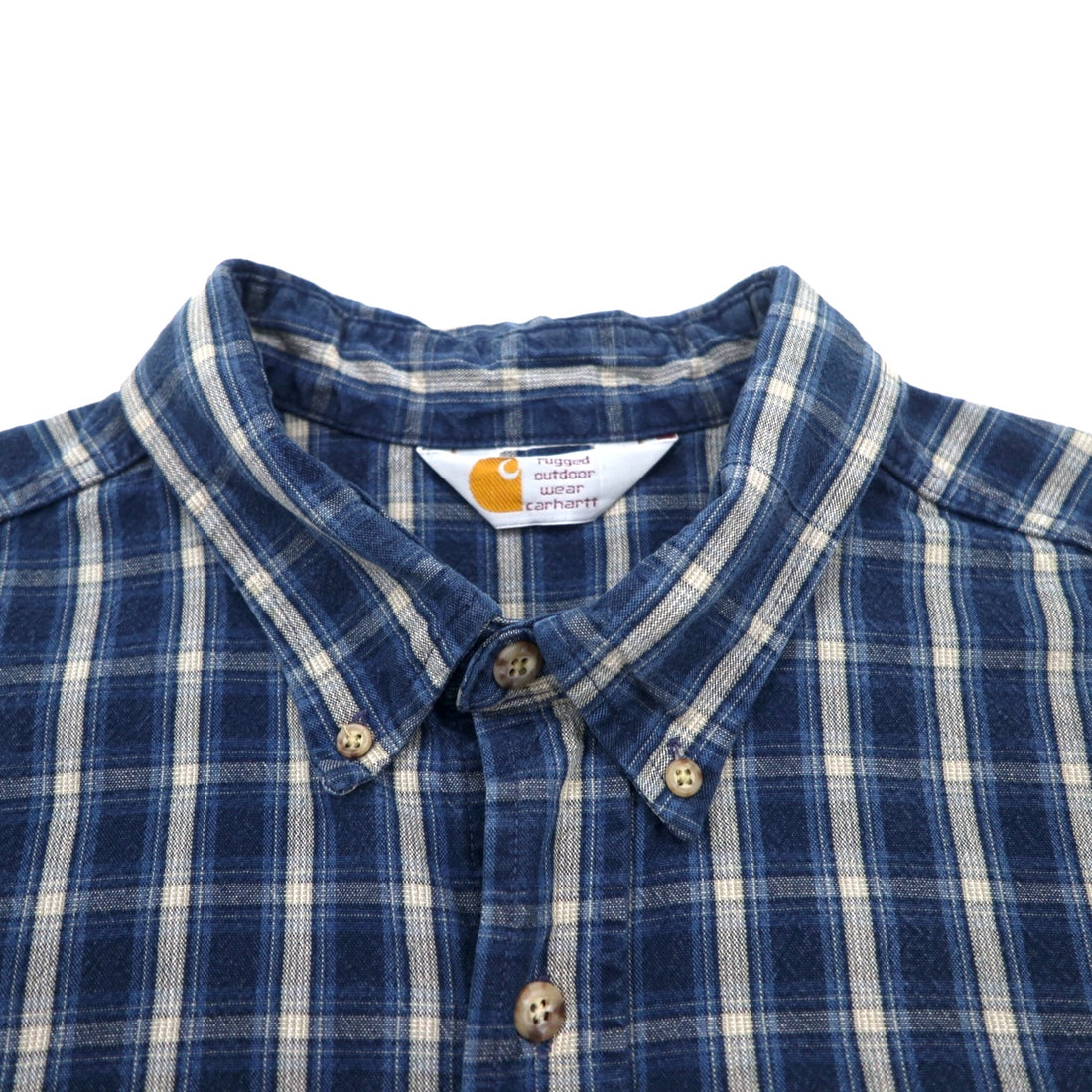 Carhartt Button-down Flannel Shirt, 2XL, Big Size, Blue, Check, Cotton