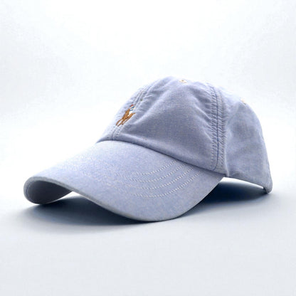POLO RALPH LAUREN オックスフォード ベースボールキャップ 59cm ブルー コットン スモールポニー刺繍 未使用品