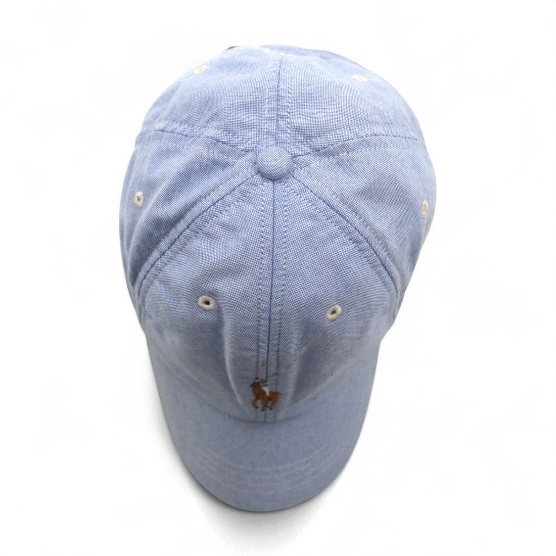 POLO RALPH LAUREN オックスフォード ベースボールキャップ 59cm ブルー コットン スモールポニー刺繍 未使用品
