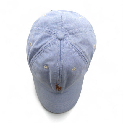 POLO RALPH LAUREN オックスフォード ベースボールキャップ 59cm ブルー コットン スモールポニー刺繍 未使用品