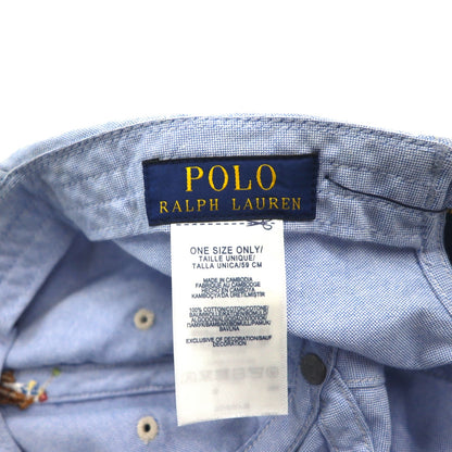 POLO RALPH LAUREN オックスフォード ベースボールキャップ 59cm ブルー コットン スモールポニー刺繍 未使用品