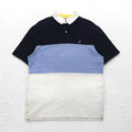 NAUTICA Polo Shirt XL Navy Blue White Cotton Pique One Point Logo Embroidery