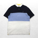 NAUTICA Polo Shirt XL Navy Blue White Cotton Pique One Point Logo Embroidery