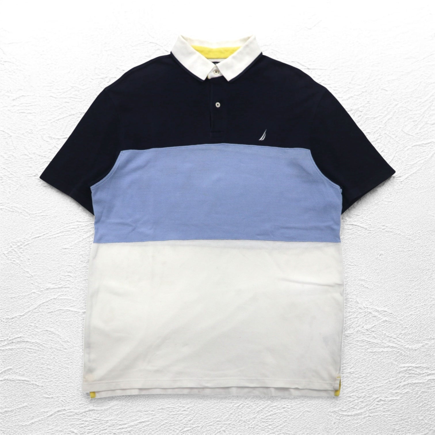 NAUTICA Polo Shirt XL Navy Blue White Cotton Pique One Point Logo Embroidery
