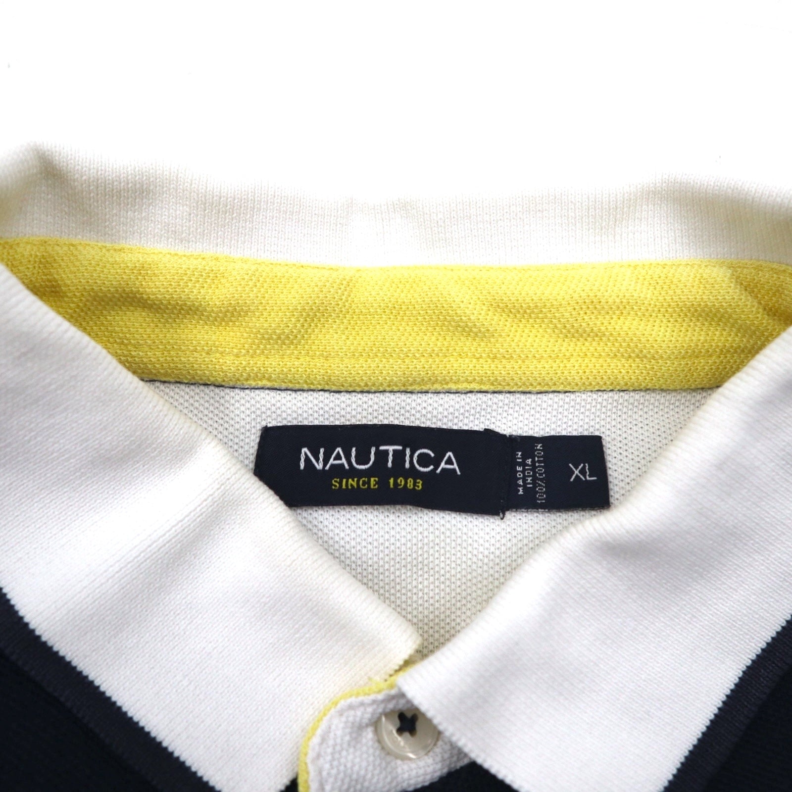 NAUTICA Polo Shirt XL Navy Blue White Cotton Pique One Point Logo Embroidery