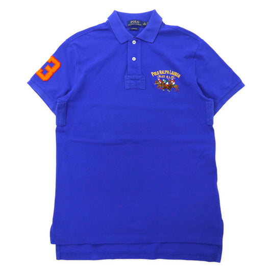 日本然リトテ-古着オンライン-POLO RALPH LAUREN ポロシャツ 175 ブルー コットン ロゴ ポニー刺繍-POLO RALPH LAUREN Polo Shirt 175 Blue Cotton Logo Pony Embroidery