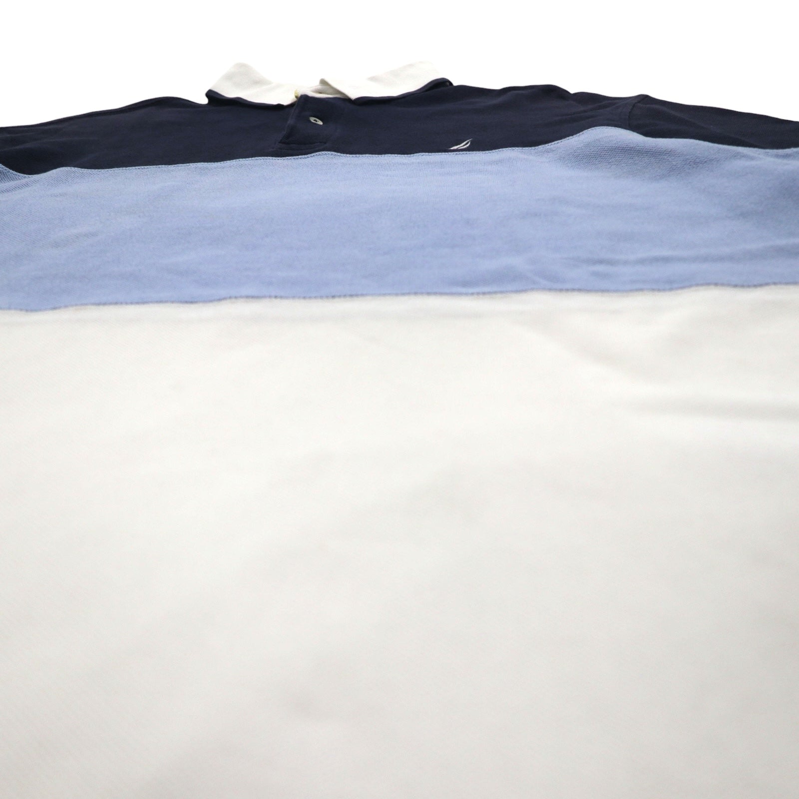 NAUTICA Polo Shirt XL Navy Blue White Cotton Pique One Point Logo Embroidery