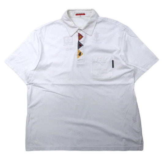 日本然リトテ-古着オンライン-CASTELBAJAC +2 NATURE ポロシャツ 4 ホワイト コットン バックロゴプリント 日本製-CASTELBAJAC +2 Nature Polo Shirt 4 White Cotton Buck Logo Print Japan MADE