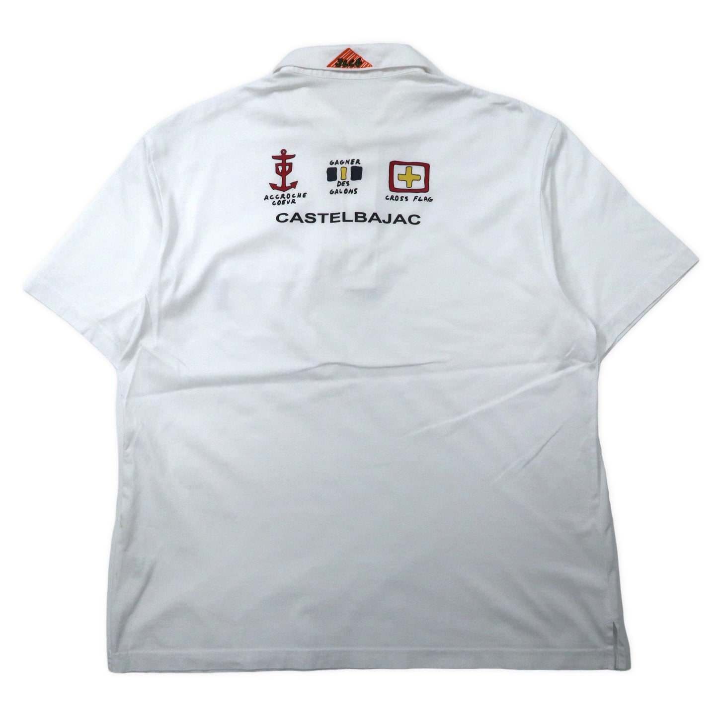 CASTELBAJAC +2 NATURE ポロシャツ 4 ホワイト コットン バックロゴプリント 日本製