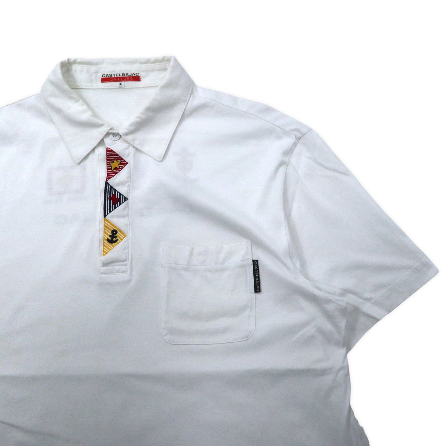 CASTELBAJAC +2 NATURE ポロシャツ 4 ホワイト コットン バックロゴプリント 日本製