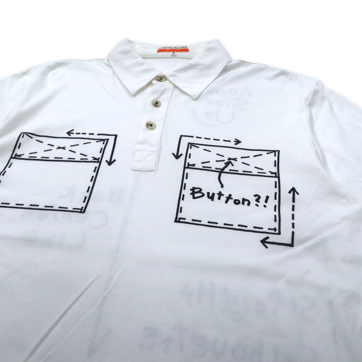 CASTELBAJAC SPORT  90年代 ペイント風 ポロシャツ  4 ホワイト コットン 日本製