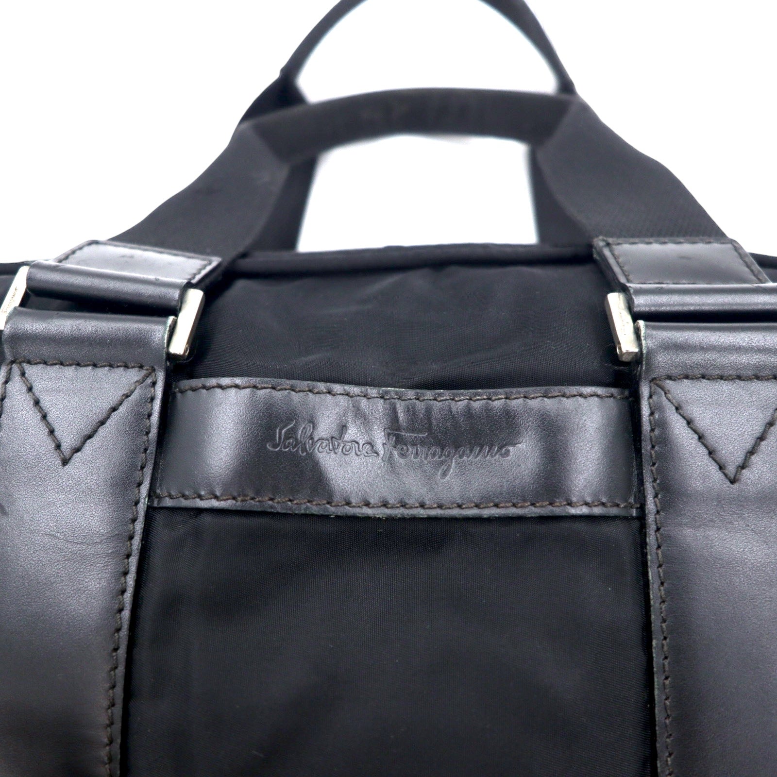 Salvatore Ferragamo Made in Italy Business Bag Handbag Black Nylon DS-245029