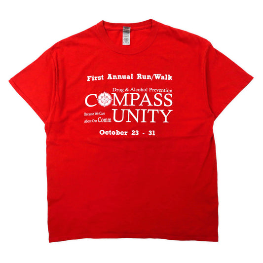 日本然リトテ-古着オンライン-GILDAN ビッグサイズ プリントTシャツ XL レッド コットン COMPASS UNITY-