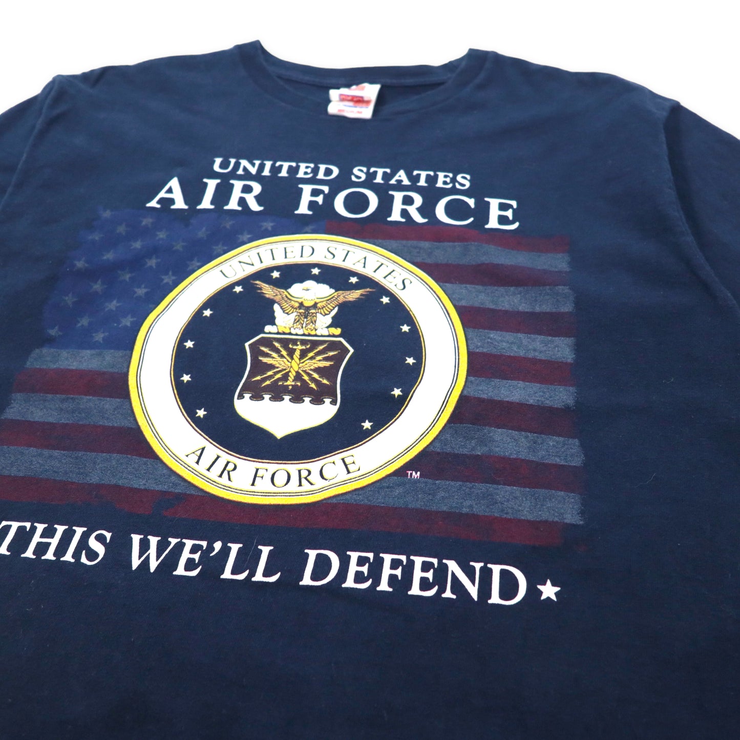 BAYSIDE USA製 USAF プリントTシャツ M ネイビー コットン 星条旗 ミリタリー