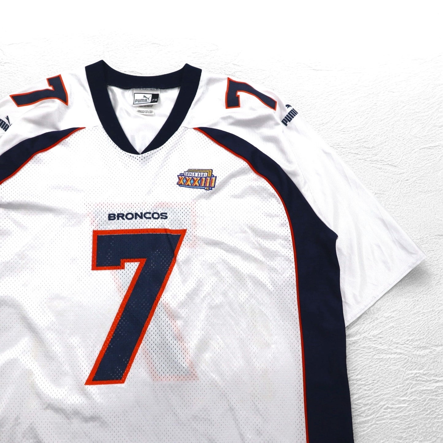 PUMA 90年代 USA製 NFL メッシュ ゲームシャツ Tシャツ 2XL ホワイト BRONCOS ナンバリング