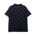 Stussy Skull Embroidered Polo Shirt, Size M, Black Cotton, Pique All-Over Print