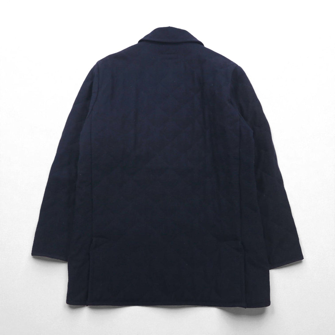 YAMANE (EVISU) Tweed Quilted Jacket, Size L, Navy, Embroidered Seagull Print, Padding, Tartan Check Lining