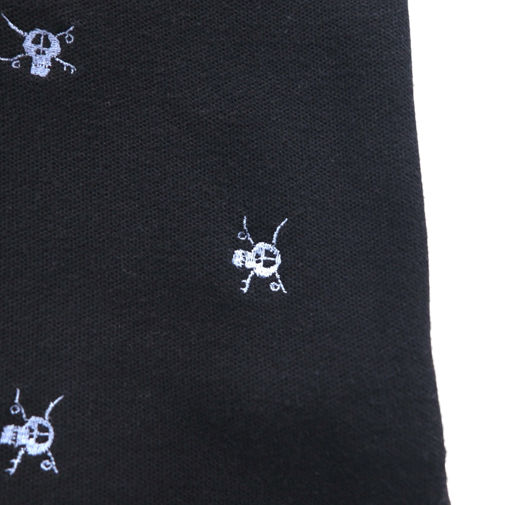 Stussy Skull Embroidered Polo Shirt, Size M, Black Cotton, Pique All-Over Print