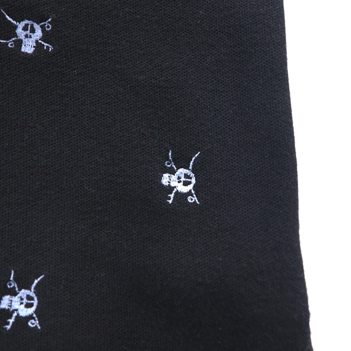 Stussy Skull Embroidered Polo Shirt, Size M, Black Cotton, Pique All-Over Print