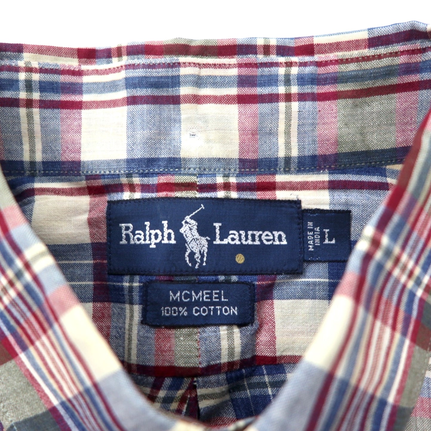 Ralph Lauren ボタンダウンシャツ L ブラウン チェック コットン MCMEEL スモールポニー刺繍