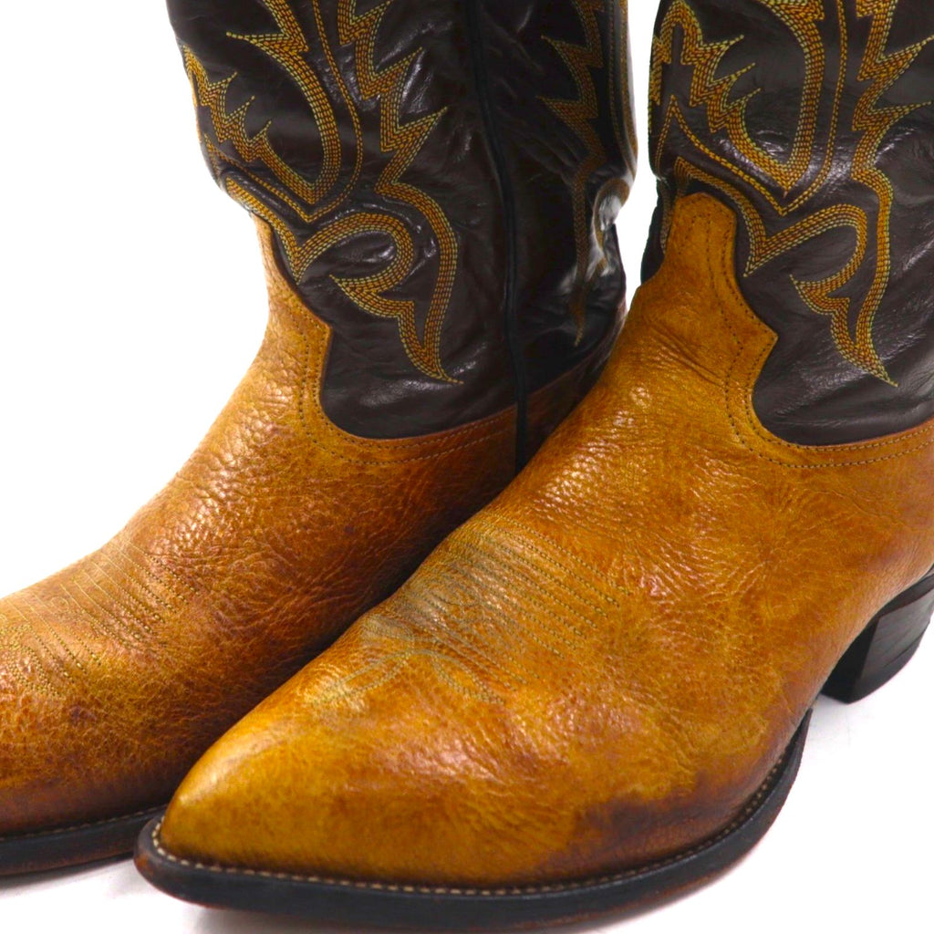 Tony Lama Cowboy Western Boots, Size 28cm, Leather, 6552, Carved Stitch Embroidery, Two-Tone