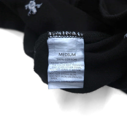 Stussy Skull Embroidered Polo Shirt, Size M, Black Cotton, Pique All-Over Print