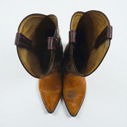 Tony Lama Cowboy Western Boots, Size 28cm, Leather, 6552, Carved Stitch Embroidery, Two-Tone