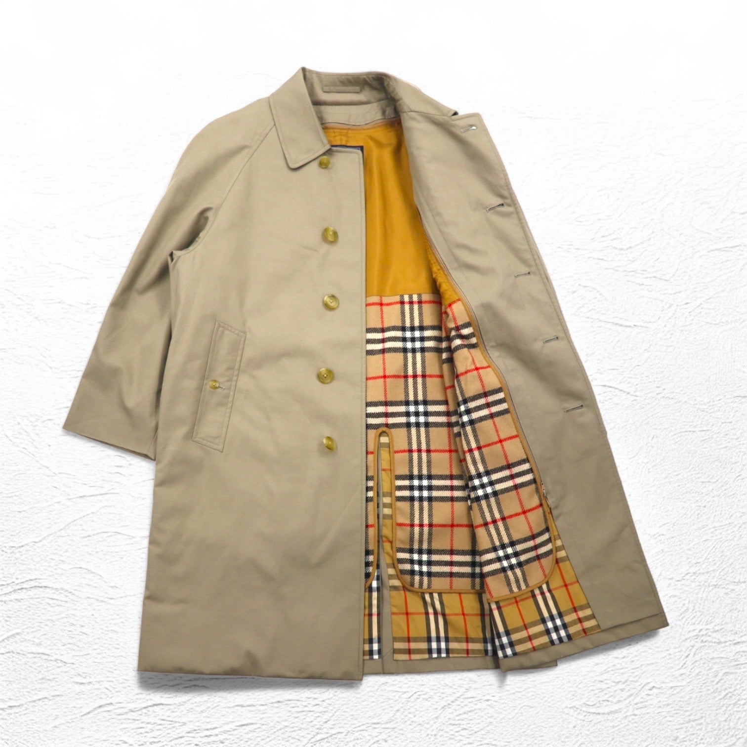 Burberrys 80s Balmacan Coat, Medium, Beige, Removable Nova Check Liner