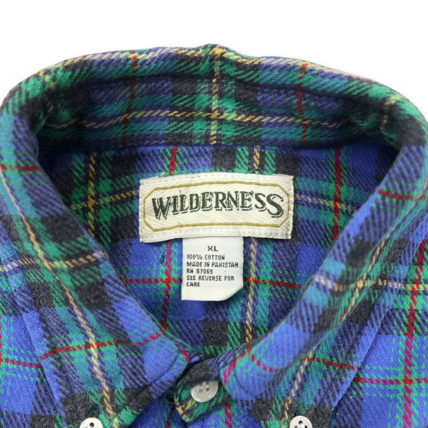 WILDERNESS ボタンダウン フランネルシャツ XL ブルー チェック コットン