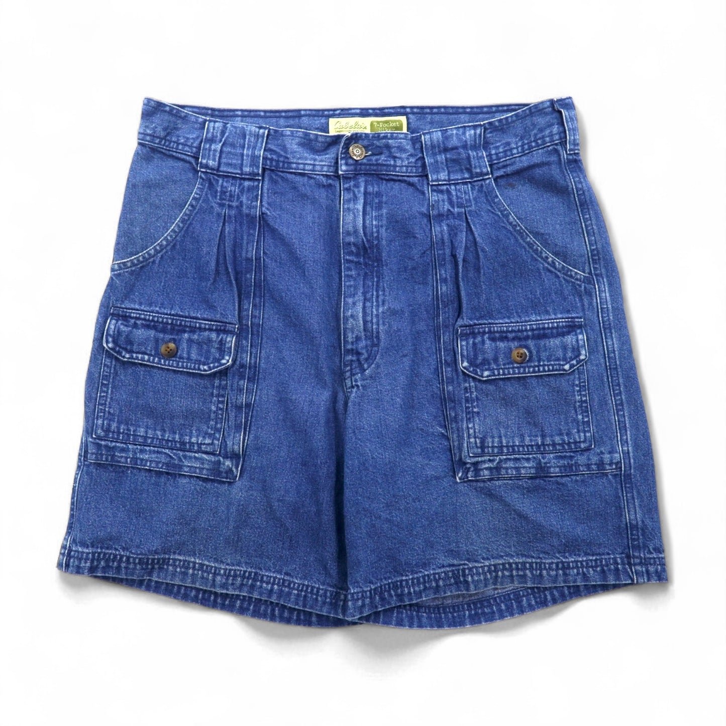 Cabela's デニム ブッシュ ショートパンツ 7-POCKET HIKER ハーフパンツ L インディゴ ブルー フロントポケット