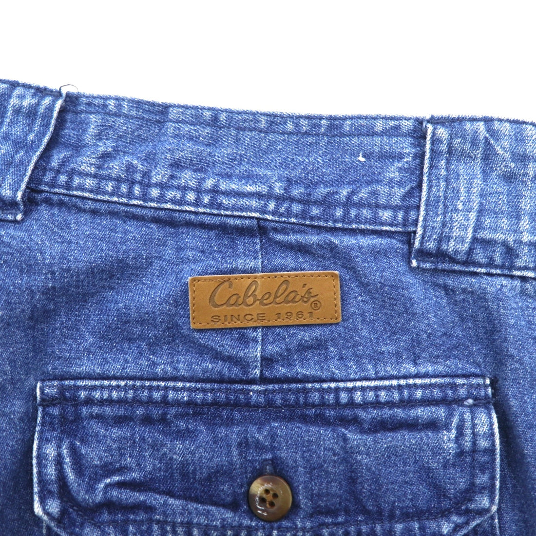 Cabela's デニム ブッシュ ショートパンツ 7-POCKET HIKER ハーフパンツ L インディゴ ブルー フロントポケット