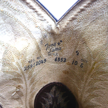 Tony Lama Cowboy Western Boots, Size 28cm, Leather, 6552, Carved Stitch Embroidery, Two-Tone