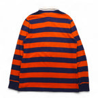 Polo by Ralph Lauren 90s Striped Rugby Shirt L Orange Navy CUSTOM FIT Small Pony Embroidery