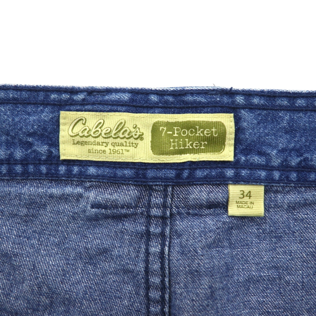 Cabela's デニム ブッシュ ショートパンツ 7-POCKET HIKER ハーフパンツ L インディゴ ブルー フロントポケット