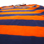 Polo by Ralph Lauren 90s Striped Rugby Shirt L Orange Navy CUSTOM FIT Small Pony Embroidery