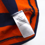 Polo by Ralph Lauren 90s Striped Rugby Shirt L Orange Navy CUSTOM FIT Small Pony Embroidery
