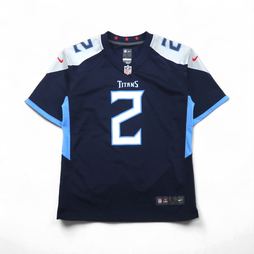 NIKE Game Shirt, Size L, Navy, Polyester, NFL TITANS Numbering, ON FIELD