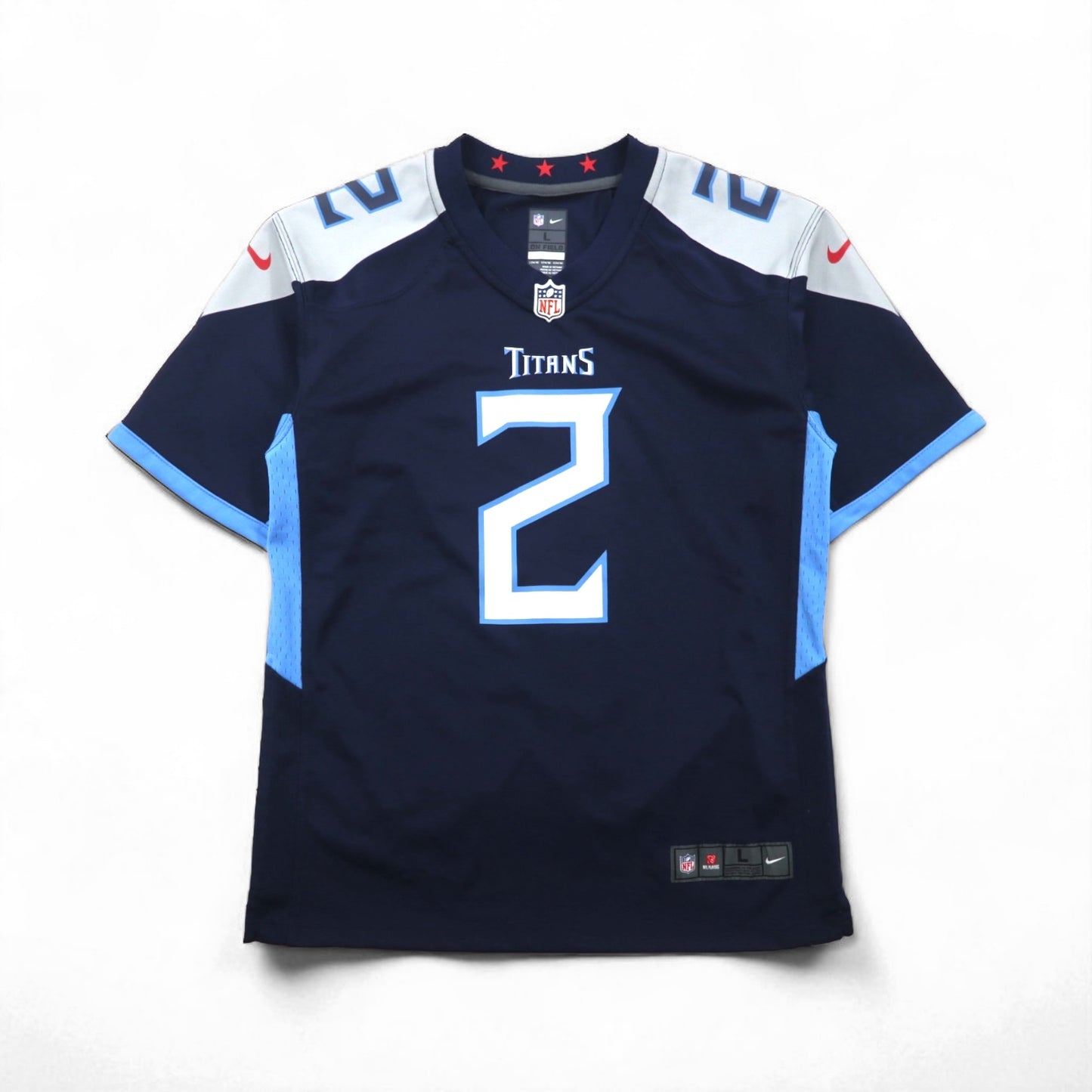 NIKE Game Shirt, Size L, Navy, Polyester, NFL TITANS Numbering, ON FIELD