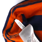 Polo by Ralph Lauren 90s Striped Rugby Shirt L Orange Navy CUSTOM FIT Small Pony Embroidery