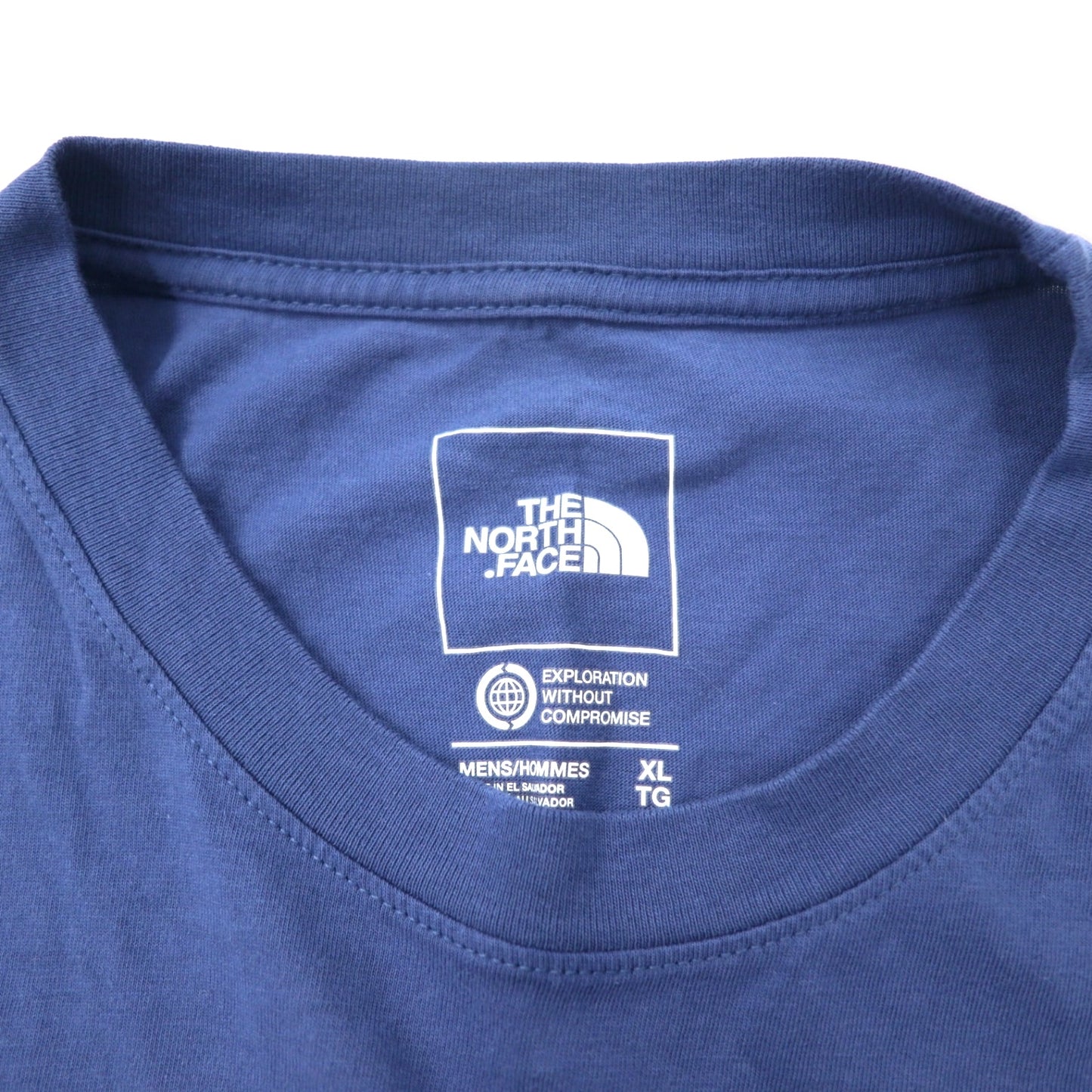 THE NORTH FACE ボックスロゴ プリント Tシャツ XL ネイビー コットン バックプリント US規格 エルサルバドル製