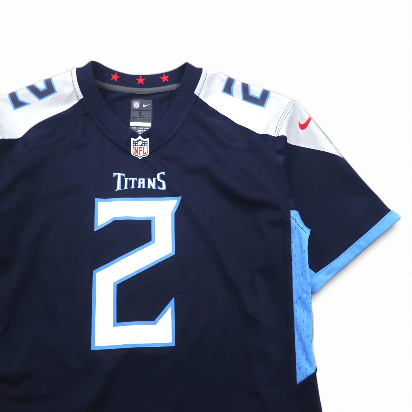 NIKE Game Shirt, Size L, Navy, Polyester, NFL TITANS Numbering, ON FIELD