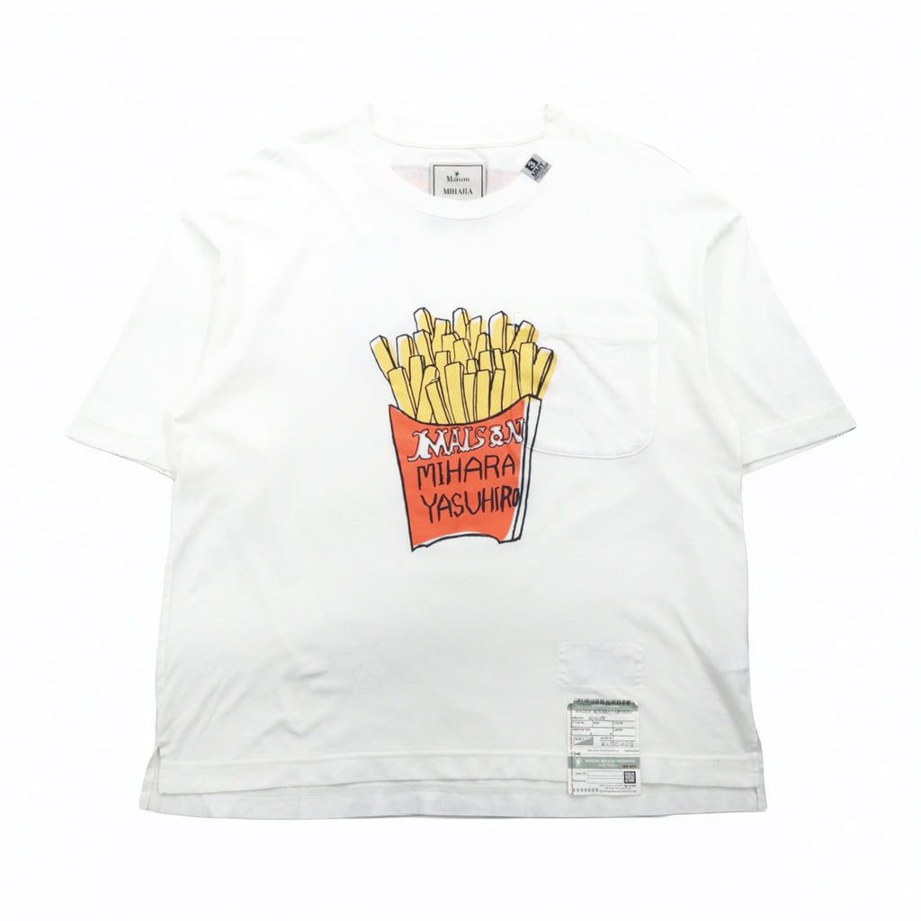 MAISON MIHARA YASUHIRO GONGON Pocket T-shirt with Foods Print, Potato Print, White, Size L, Made in Japan