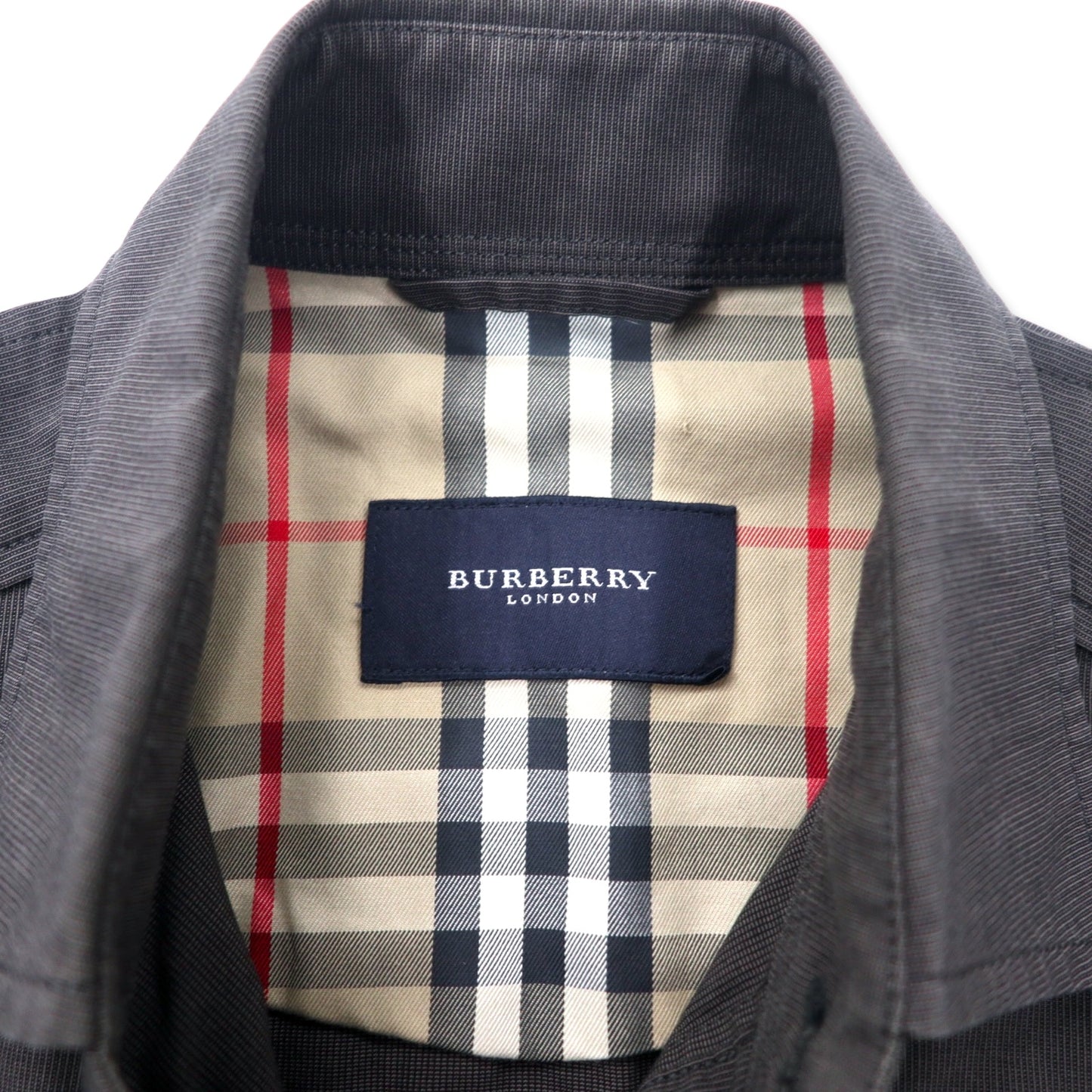 BURBERRY サファリシャツ 裏地ノバチェック M グレー コットン