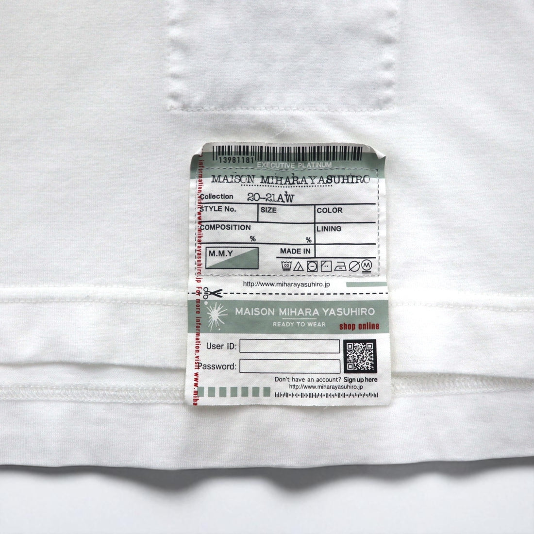 MAISON MIHARA YASUHIRO GONGON Pocket T-shirt with Foods Print, Potato Print, White, Size L, Made in Japan